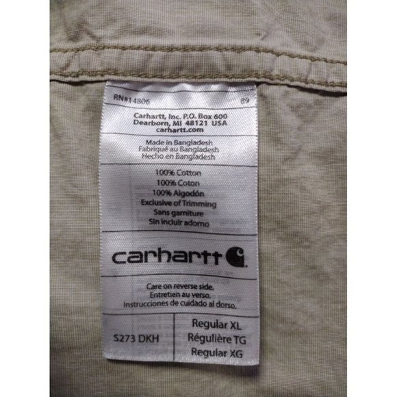 Men's XL Tan Carhartt Short Sleeve Button Up Shirt - Picture 5 of 6